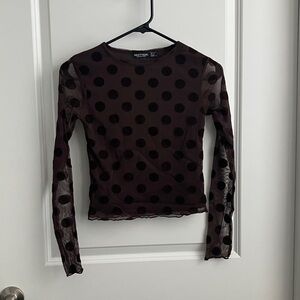 Nasty Gal sheer Brown Polka Dot crop Top